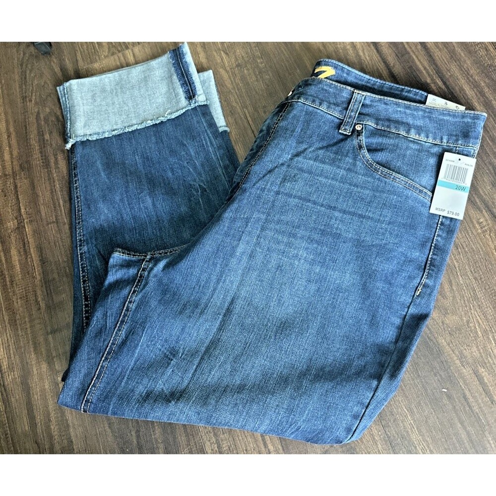 Seven7 Women's Plus Size High Rise Slim Straight Cuff Jeans Avalon Blue 20W - Picture 5 of 10